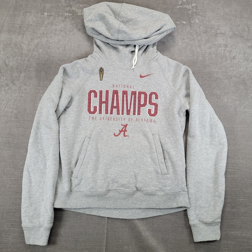 Nike Y2K Alabama Crimson Tide National Champions Gray Pullover Hoodie Men Sz Med